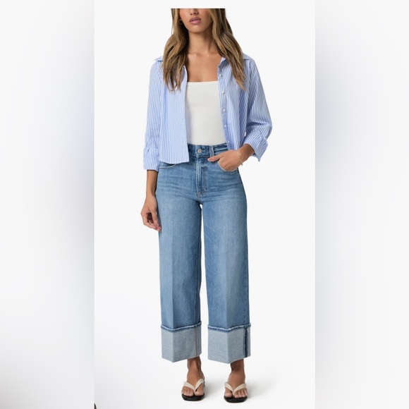 PAIGE Sasha High Waist Ankle Wide Leg Jeans - Picture 1 of 14